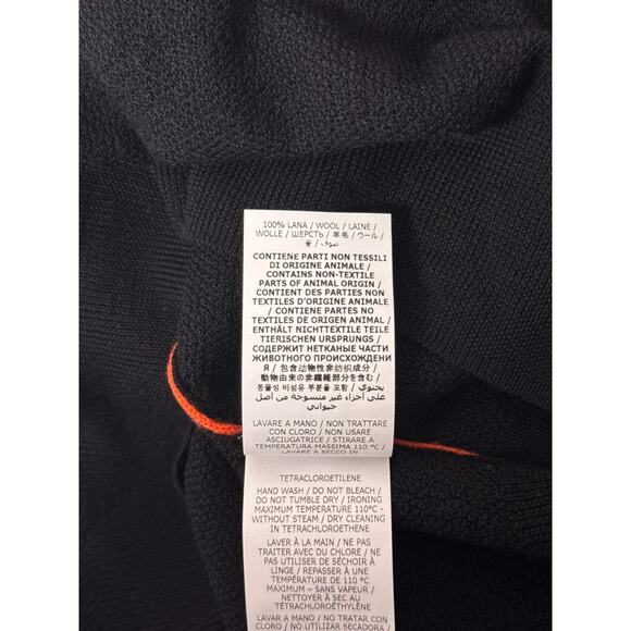 ASPESI Sweater 50 / Medium Mens Black Wool Knit Polo Orange Trim - Picture 9 of 9